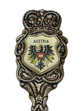 Austria Souvenir Collector’s Spoon Detailed Crest Handle Ornate Design 4.5 Inche